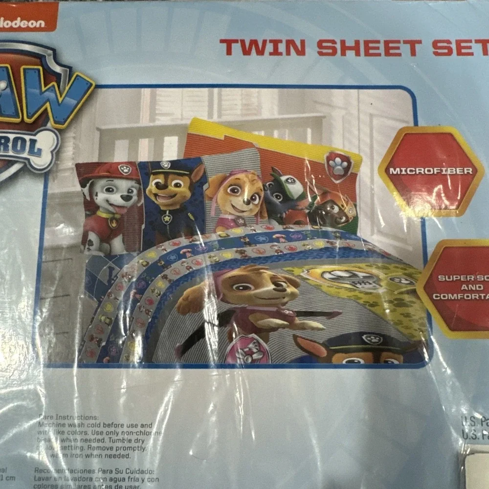 Paw Patrol Twin Size Sheet Set 3 Pc Microfiber Kids Bedding Chase Marshall Skye